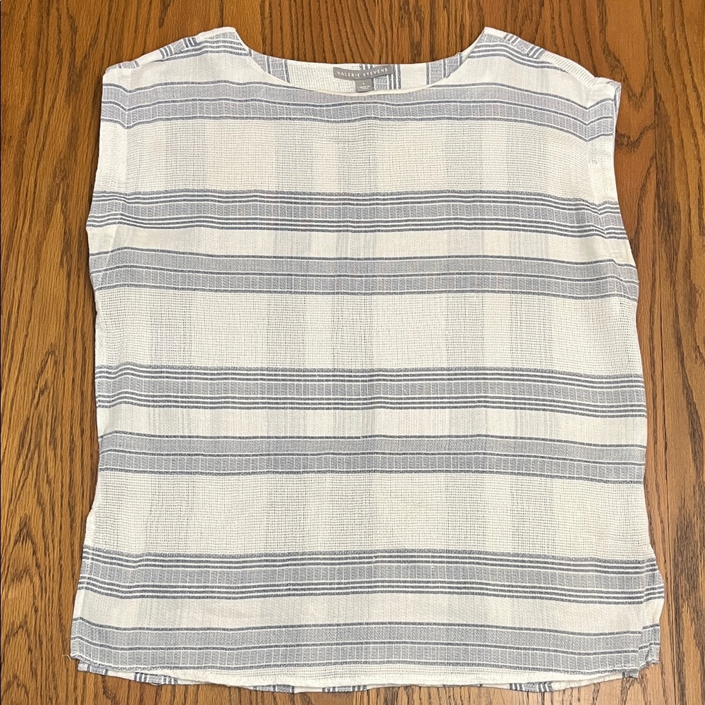 Valerie Stevens White and Blue Striped Blouse